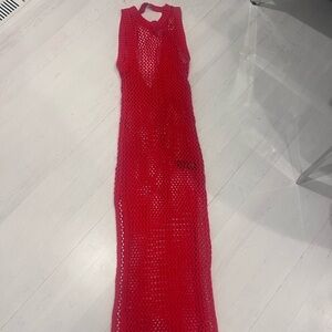 Beach Riot Vibrant Red Backless Crochet Dress